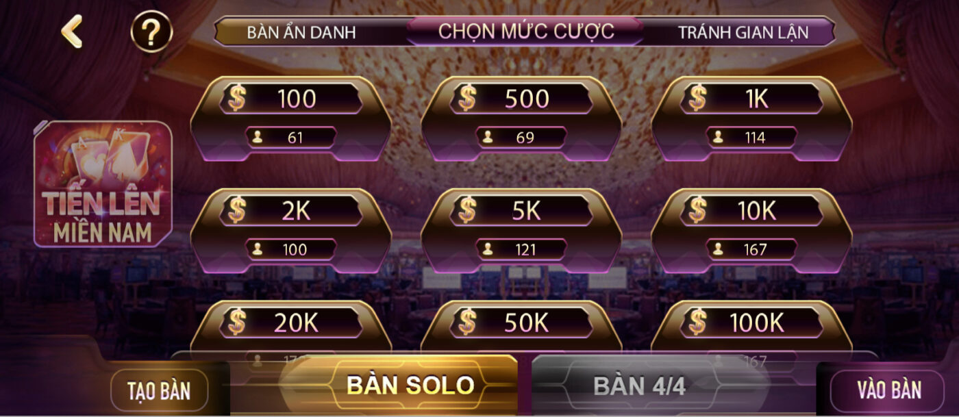 Mức đặt cược đa dạng tai gemwin
